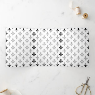 Carte Trois Volets Fleur de Lis Motif, française, royale, noire