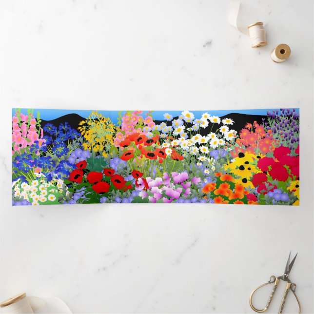 Carte Trois Volets Flower Garden Tri-Fold Birthday Card (Intérieur)
