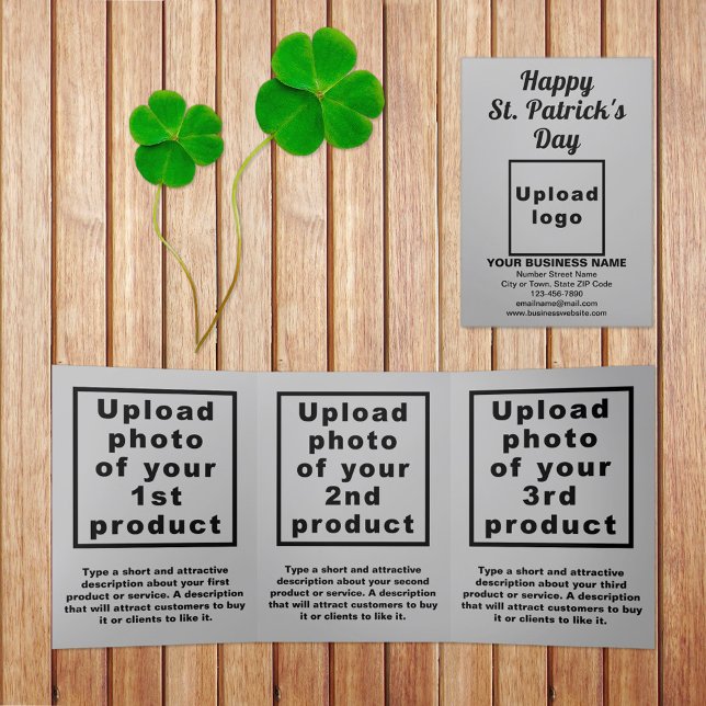 Carte Trois Volets Gray St. Patrick's Day Business Trifold Card (Gray St. Patrick's Day business trifold card)