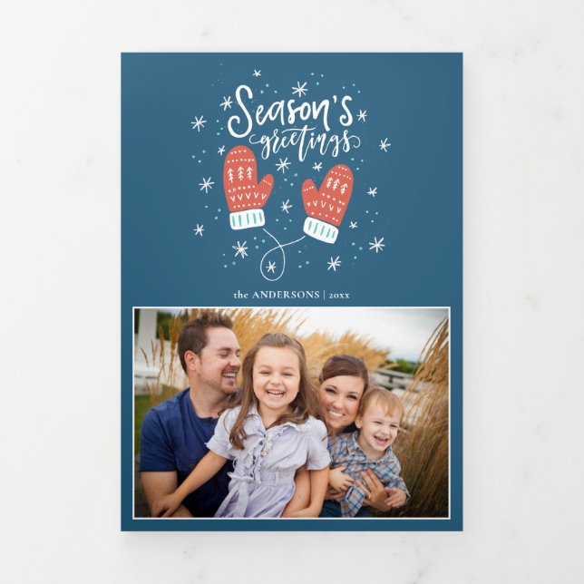 Carte Trois Volets Hygge Mittens Tri Fêtes de Noël Plié (Page de couverture)