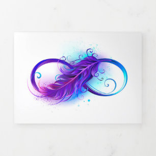 Carte Trois Volets Infinity with purple feather