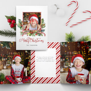Carte Trois Volets Joli Sucre de canne Joyeux Noël Floral Photo