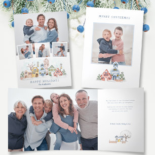 Carte Trois Volets Jolies maisons de Noël couvertes de neige 4-Photo