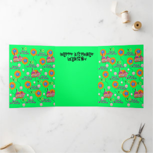 Carte Trois Volets Joyeuse 10e carte d'anniversaire, #10 Green