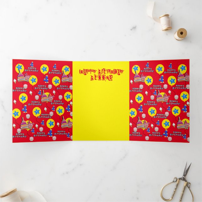 Carte Trois Volets Joyeuse carte d'anniversaire 4, #4 Anniversaire Ja (Intérieur)