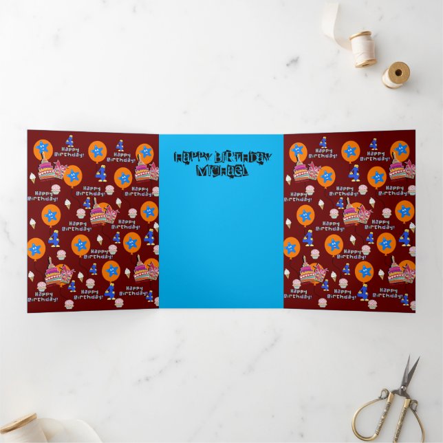 Carte Trois Volets Joyeuse carte d'anniversaire 4, #4 Anniversaire ro (Intérieur)