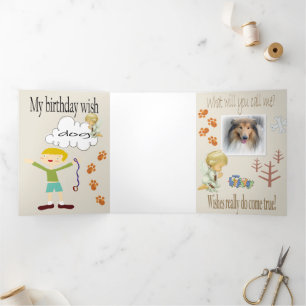 Carte Trois Volets Joyeux Anniversaire En attente d'un chien