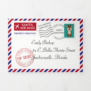Carte Trois Volets Lettre de Noël personnalisée du Père Noël