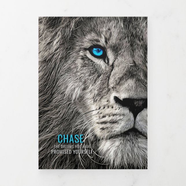 Carte Trois Volets Lion Poursuit Vos Rêves (Page de couverture)