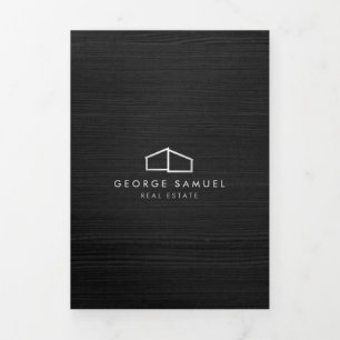 Carte Trois Volets Logo de l'immobilier moderne en bois foncé