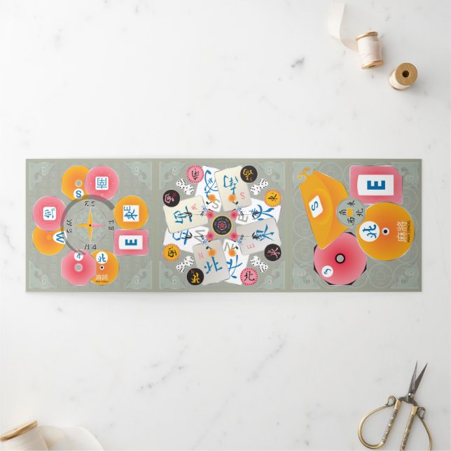 Carte Trois Volets Mah Jongg Winds Trifold Card (Extérieur)