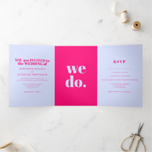 Carte Trois Volets Mariage Formel Minimaliste Lilas Rose