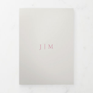 Carte Trois Volets Mariage Rsvp Moderne Crème Simple Rose