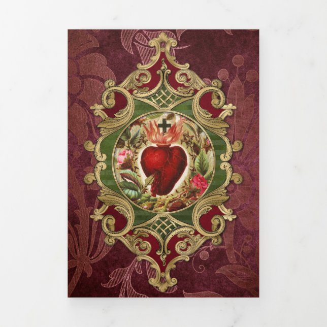 Carte Trois Volets Messe religieuse Offrant Vierge Marie Jésus (Page de couverture)