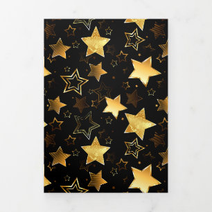 Carte Trois Volets Motif sans couture avec étoiles d'or