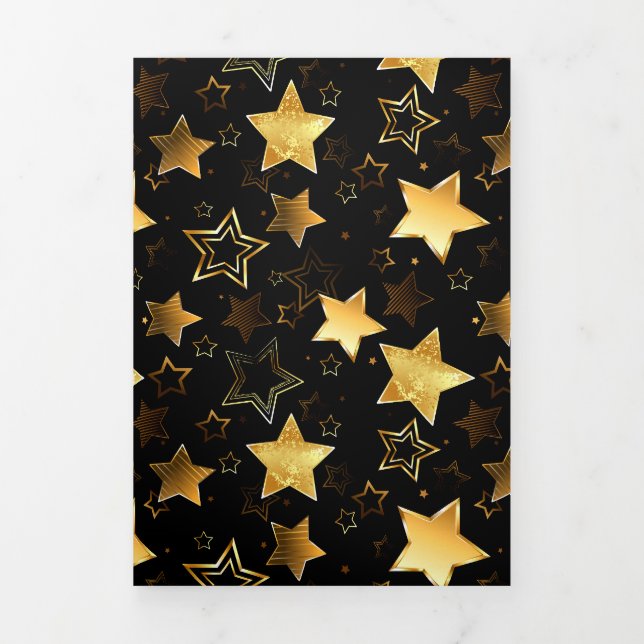 Carte Trois Volets Motif sans couture avec étoiles d'or (Page de couverture)
