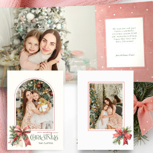 Carte Trois Volets Nœud Élégant Coquette Joyeux Noël Arche Photo