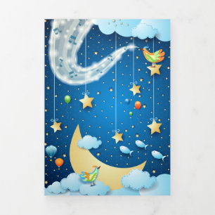 Carte Trois Volets Nuit de musique et grande lune