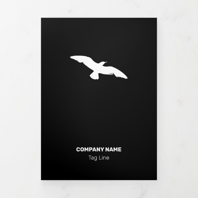Carte Trois Volets Oiseau volant plat monochrome moyen (Page de couverture)