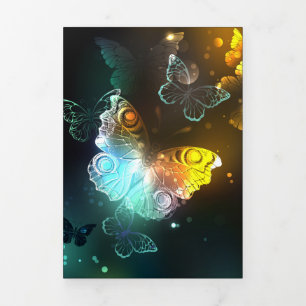 Carte Trois Volets Papillon lumineux et papillons de nuit