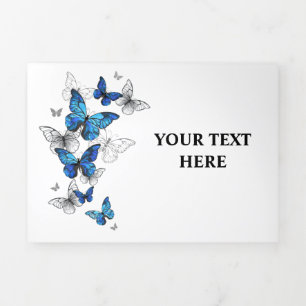 Carte Trois Volets Papillons volants bleus Morpho