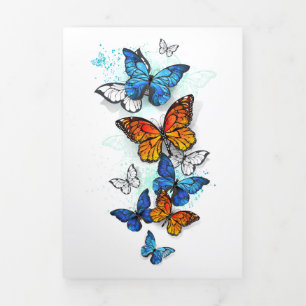 Carte Trois Volets Papillons volants Morpho et Monarch