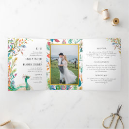 Carte Trois Volets Photo botanique Peacock Indie Garden Wedding