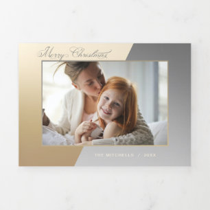 Carte Trois Volets Photo Glam Gold/Silver à deux tons