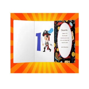 Carte Trois Volets Pirate Birthday Boy Adventure Tri-Fold Card