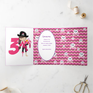 Carte Trois Volets Pirate rose