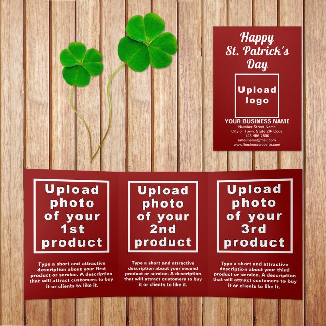 Carte Trois Volets Red St. Patrick's Day Business Trifold Card (Red St. Patrick's Day business trifold card)