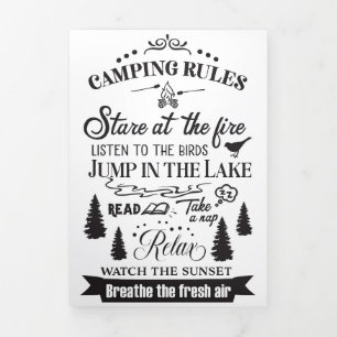 Carte Trois Volets Règles de Camping Happy