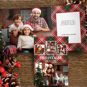 Carte Trois Volets Rouge/Vert à Carreaux Rustique Joyeux Noël 4-Photo
