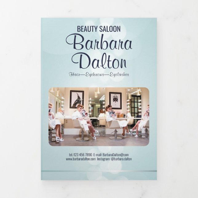 Carte Trois Volets Simple Elegant Blue Bokeh (Page de couverture)