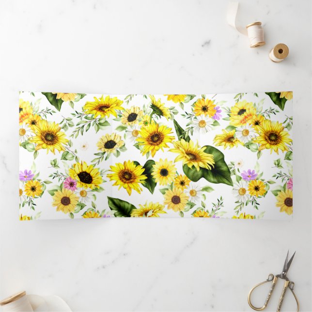 Carte Trois Volets Tournesol d'aquarelle 7 (Intérieur)