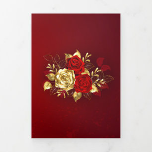 Carte Trois Volets Trois Roses de bijoux