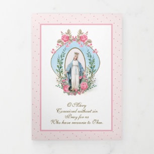 Carte Trois Volets Vierge Marie religieuse catholique Prière Florale