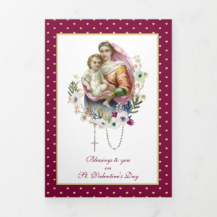 Carte Trois Volets Vierge religieuse Marie Jésus Prière Valentine 