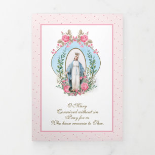 Carte Trois Volets Vierge religieuse Marie Prière catholique Floral