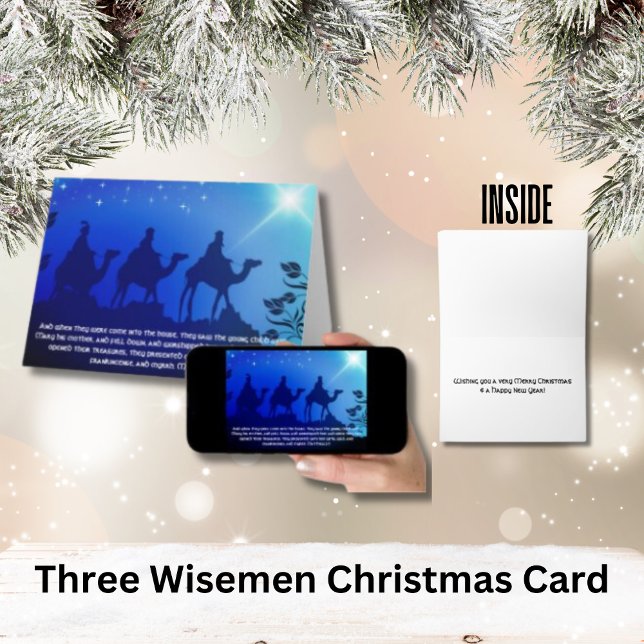 Carte Trois Wisters Blue Star Noël (Christmas Bible Verse | Add Your Message Inside)