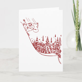 Carte Troll Moomintroll rouge dévalant la pente Sports d