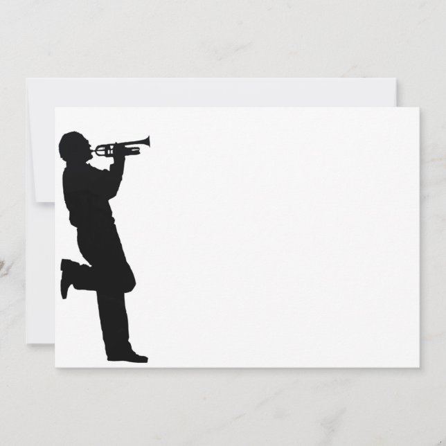 Carte Trompette noire et blanche Jazz Musicien (Devant)