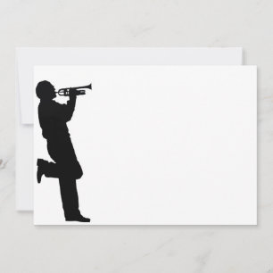 Carte Trompette noire et blanche Jazz Musicien