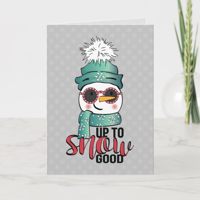 Carte Trop de neige - Snowman en Casquette et Écarf (Devant)
