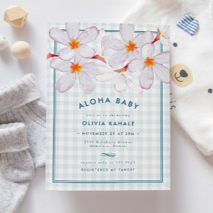 Carte Tropical Bleu Floral Aloha Baby Boy Douche