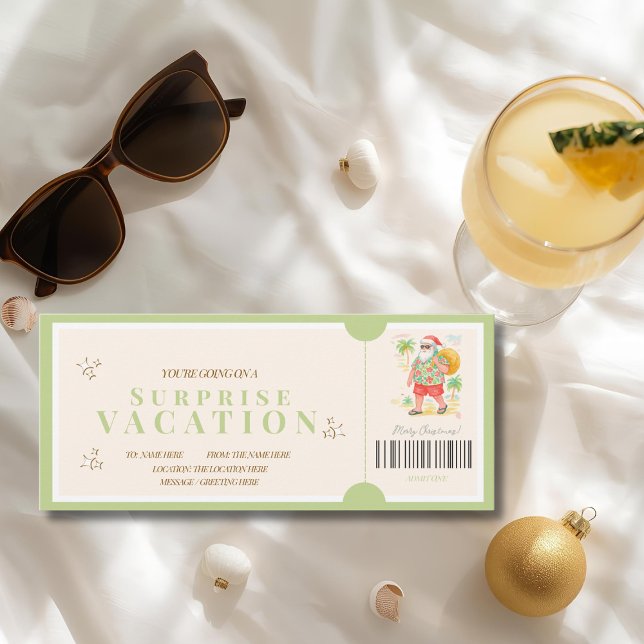 Carte Tropical  Christmas Surprise Trip Voucher (Tropical Christmas Surprise Trip Voucher Card)