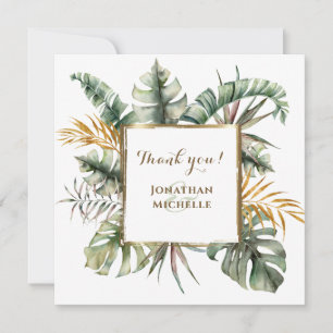Carte Tropical Elegant Watercolor Palms Thank You Card