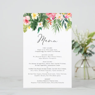 Carte Tropical Floral Garland Summer Menu Card