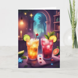 Carte Tropical Holiday Cheers - Festive Cocktail Card