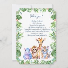 Carte Tropical Jungle Baby-animaux Merci